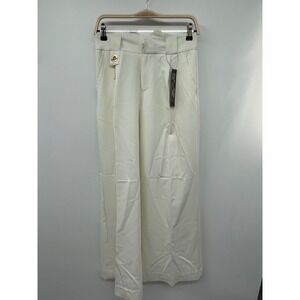 Like An Angel Pants Women Small Ivory Stretch High-Waisted Wide-Leg Trousers NWT